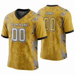 Maillot de football américain personnalisé imprimé par sublimation pour adultes, manches courtes, respirant, option grande taille, 100 % polyester, col en V - Product Image 4