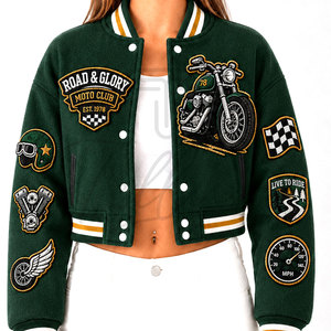 TELLUS APPAREL Dernière Mode Vente Chaude Blouson Teddy Court Personnalisé pour Femme Hiver Respirant Laine Broderie 3D Service OEM - Product Image 3