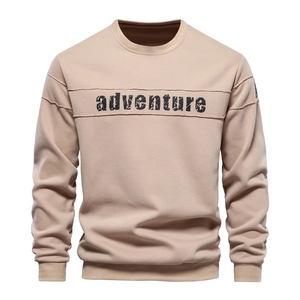 Sweat-shirts en molleton anti-rides à col rond et manches longues pour hommes, 100 % coton biologique, grandes tailles, vente en gros - Product Image 1