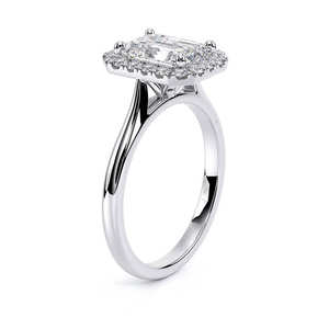 Anillo de compromiso de oro amarillo de 10K con diamante de laboratorio de corte esmeralda y halo, 1.5 CT, racimo rectangular, para aniversario de bodas, certificado IGI, rodio - Product Image 5