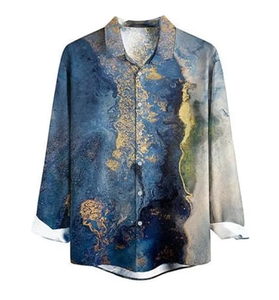 Blusa Elegante y Versátil de Manga Larga con Solapa para Mujer, Nueva Tendencia, Estampado de Acuarela, para Primavera - Product Image 3