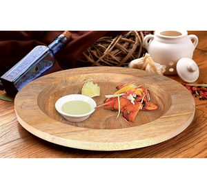 Plato de Madera Natural Artesanal, Plato de Madera para Cena, Plato Redondo de Madera de Nuevo Diseño, Gran Venta - Product Image 1