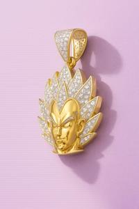 Colgante de moissanita de plata de ley 925 con diseño de Goku Iced Out, sin cadena, al por mayor y económico - Product Image 2