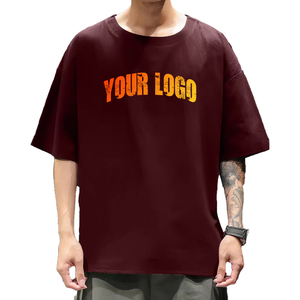 T-shirt col rond pour homme 100% coton, coupe ample, style hip-hop, délavé à l'acide, vintage, avec logo imprimé numérique personnalisé, couleur personnalisée, 200g, OEM/ODM - Product Image 1