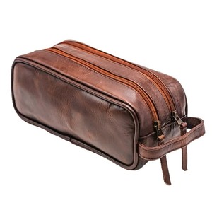 Classic Leather <b>Toiletry</b> Bag For Men And Women Versatile Durable Travel Dopp Kit With Smooth Leather Finish Soft Touch Material - Product Image 2