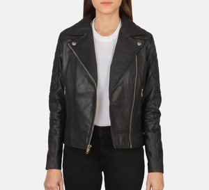 <b>Leather</b> Bomber <b>Jacket</b> Women Men Unisex Black Zipper Closure Solid Color Autumn <b>Winter</b> Wear Regular Fit Slim Style Eco-Friendly - Product Image 1