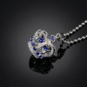 Collar con Colgante de Corona, Plata 925, Bañado en Rodio, con Cristales y Cuentas de Diamantes de Imitación, Unisex, de Lujo, para Uso Diario - Product Image 3