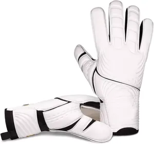 White PU Football Goalkeeper Gloves Full Finger Non-Slip Adjustable Wrist <b>Strap</b> Unisex Sports Gear - Product Image 2