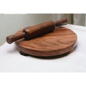 Traditional Wooden Chakla Belan Set with Holder Handcrafted <b>Rolling</b> Board and <b>Pin</b> for Chapati Roti Kitchen Organization Decor - Product Image 2