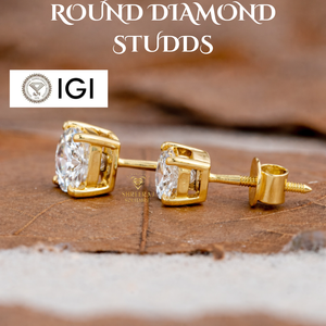 Pendientes de botón para mujer de oro macizo de 14K/18K con diamantes cultivados en laboratorio, certificados IGI, 2.00 quilates, claridad brillante VVS/VS, estilo clásico, regalo - Product Image 3