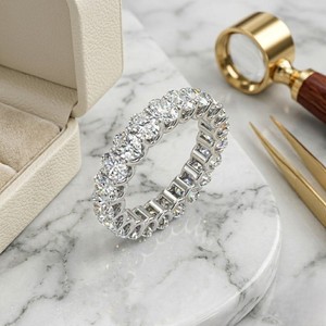 5.10CTW Vintage Oval Cut Lab Grown Diamonds Prong <b>Set</b> <b>Gold</b> Plated for Certified Eternity <b>Ring</b> - Product Image 2