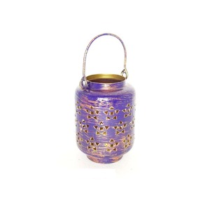 <b>White</b> Cylinder <b>Lantern</b> With Pink Floral Cut out Design For Home Decoration - Product Image 2