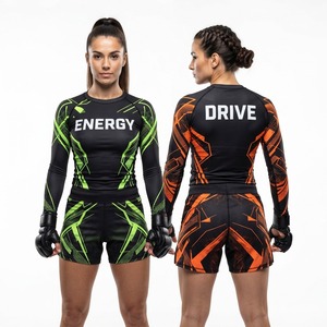 ชุดแรชการ์ด MMA สำหรับผู้หญิง เสื้อแขนยาวและกางเกงขาสั้น กระชับ ระบายเหงื่อ แห้งเร็ว ยืดหยุ่น ชุดกีฬา - Product Image 5