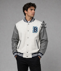Veste de baseball varsity élégante pour femmes, personnalisée, blanche et grise |   Vêtements grecs pour sororités par Heritage Masonic Regalia - Product Image 3