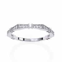 Bague en Moissanite Or Rose, Coupe Ronde Brillante, Sertie Pavé, Certifiée IGI, Bijou de Mariage pour Cadeau de Mariage