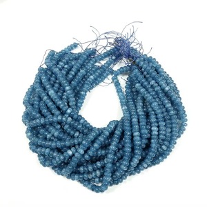 Perles de pierres précieuses en quartz apatite bleu lisses, forme rondelle, 8 mm, perles de quartz apatite bleu naturel, perles rondelles en quartz véritable, 16 pouces - Product Image 1