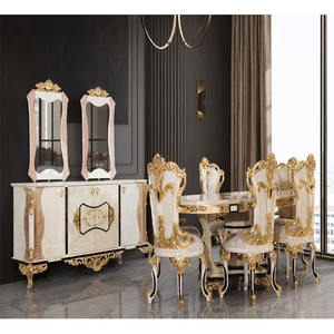 Collection de meubles de salle à manger sculptés du Palais Impérial, table à manger sculptée en feuille d'or majestueuse, ensemble de salle à manger classique européen, USA - Product Image 1