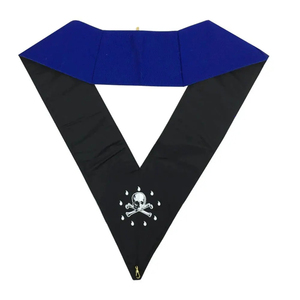 Col maçonnique bleu en V, brodé du symbole de la lune, avec bordure dorée, design classique, badge à coudre pour vêtement - Product Image 4