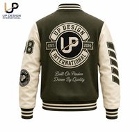 Veste de baseball en laine pour homme sur mesure, manches en cuir PU, lettres brodées, style universitaire de haute qualité, hiver, OEM ODM