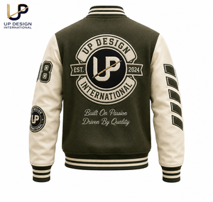 เสื้อแจ็คเก็ตเบสบอลวาร์ซิตี้ผ้าขนสัตว์สำหรับผู้ชาย แขนหนัง PU ปักตัวอักษร คุณภาพสูง สไตล์วิทยาลัย สำหรับฤดูหนาว รับผลิตแบบ OEM ODM - Product Image 2