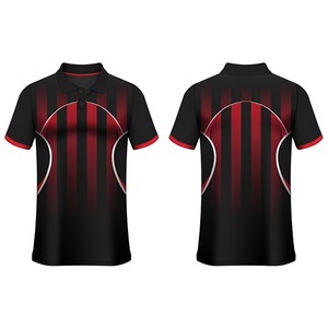 Camiseta de Fútbol Sublimada a Rayas Rojas y Negras para Hombre, Manga Corta, Absorbe la Humedad, Corte Regular, Ropa para Todas las Temporadas - Product Image 2