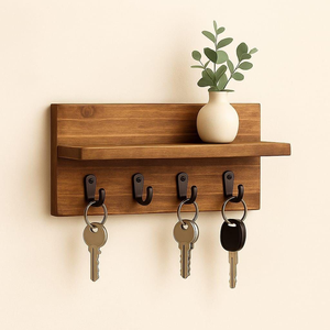 Moderno Porta Llaves Redondo de Madera, Estante de Almacenamiento para Macetas, Hermosa Decoración de Pared - ¡Compre Ahora! - Product Image 1