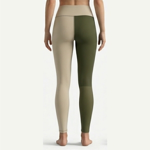Leggings taille haute pleine longueur color block en tricot extensible Spandex Nylon pour femme, style patchwork, toutes saisons, pour yoga, gym et sport - Product Image 2