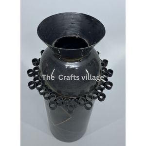 Jarrón de Metal con Asa, Acabado en Espiral Negro y Marrón, Jarrón Artístico Decorativo para Mesa, Centro de Mesa Elegante para Decoración del Hogar, Regalo - Product Image 6