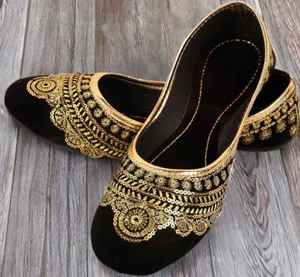 Traditional Cream Handcrafted Mule Heels Golden Floral Embroidery Pearl Detailing Stylish Wedding Party <b>Khussa</b> - Product Image 5