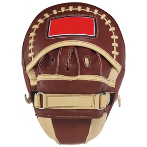 Mitaines de boxe en cuir marron avec logo rouge, design incurvé rembourré, pour adultes, équipement d'entraînement d'arts martiaux - Product Image 3