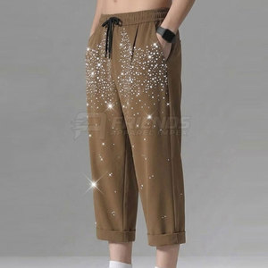 Pantalones Casuales Ligeros para Hombre con Pedrería, Diseño Elegante, Ajuste Cómodo para Fiestas, Salidas Nocturnas y un Look Moderno a la Moda Urbana - Product Image 3