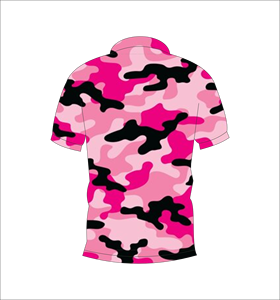 เสื้อโปโลลายพรางสีชมพูแบบกำหนดเอง ระบายอากาศได้ดี เหมาะสำหรับทีมกอล์ฟ แขนสั้น ชุดกีฬาแบบซับลิเมชั่น - Product Image 2