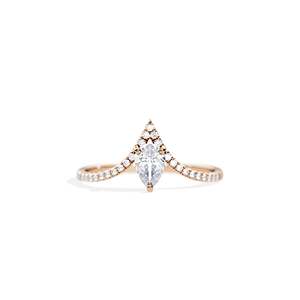 14k Gold Pear Cut Diamond Engagement Ring Prong Setting Women's Floral Style - Product Image 1