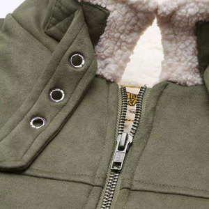 <b>Men's</b> Olive Green <b>Suede</b> Bomber <b>Jacket</b> With Sherpa Lining Zipper Closure Casual Winter Wear Regular Fit Turn-down Collar - Product Image 6