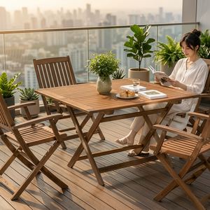 <b>Dining</b> <b>Set</b> Wood/ Aluminum Frame + Size + Cushion Color Vietnam <b>4</b>/6/8 Seat Solid Wood Weather-Resistant OEM ODM Custom - Product Image 1