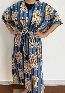 Elegante Vestido Kaftán Estampado de Algodón para Mujer con Material Suave y Ligero, Silueta Fluida y Comodidad para Todo el Día - Product Image 1