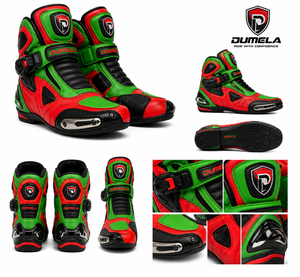 Zapatillas de Ciclismo Dumela Rojas y Verdes, Color Personalizado, Impermeables, Transpirables, de Cuero, para Todas las Estaciones - Product Image 6