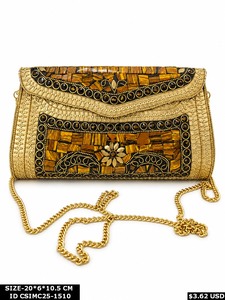 Bolso de Mano Tipo Clutch Metálico con Cadena, Diseño de Mosaico Multicolor, de Lujo, para Fiestas, Bodas y Eventos Nocturnos - Product Image 3