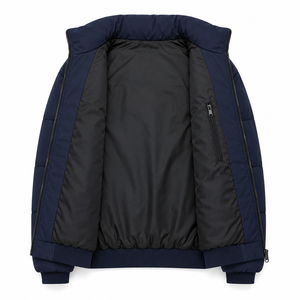 Blouson matelassé pour homme en gros, avec patch tissé personnalisé, manteau d'hiver rembourré, col montant, fermeture éclair intégrale, marque privée, fabricant OEM - Product Image 5
