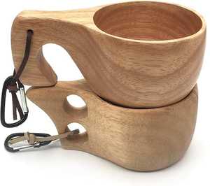 Handcrafted Wooden <b>Cup</b> with Handle Irregular Shape Classic Design Style Tea <b>Cup</b> Leak-Proof Eco-Friendly <b>100mL</b> - Product Image 2