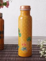 Bouteille d'eau classique en cuivre de 1000 ml, design oriental artisanal, écologique, imprimée en 3D, portable, avec couvercle, pour le bureau