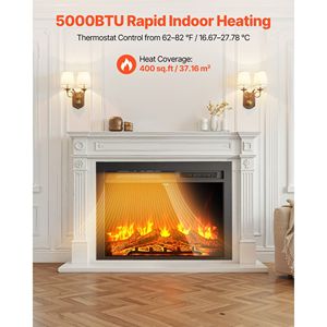 Caminetto Elettrico da Incasso da 28,5 Pollici, Montaggio a Parete, Luminosità Fiamma Regolabile, Timer 8 Ore, Telecomando, Design Elegante - Product Image 2