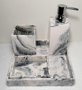 Ensemble d'accessoires de salle de bain en marbre écologique Stonekocc, quatre pièces, distributeur de savon, boîte à mouchoirs, plateau pour hôtel, décoration de la maison - Product Image 2