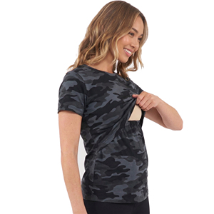 Camiseta de maternidad con estampado de camuflaje para mujer, Top de punto con cuello redondo para dormir, ropa de verano, camisetas de camuflaje, camisetas para amamantar - Product Image 2
