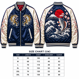 Chaquetas Bomber Sukajan de Moda Japonesa para Hombre, con Bordado de Tigre Akatora en Satén de Lujo, Personalizadas, con Mangas Doradas - Product Image 6
