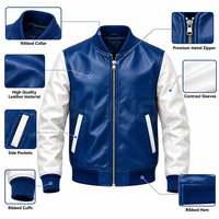 Veste bomber en cuir pour homme, couleur contrastée, durable, fabrication professionnelle, veste bomber en cuir pour l'hiver