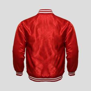 Chaqueta Varsity de Seda Satinada Negra Lisa con Cierre para Hombre, de Alta Calidad, Transpirable, Estilo Casual de Primavera, Precio Económico al por Mayor - Product Image 2