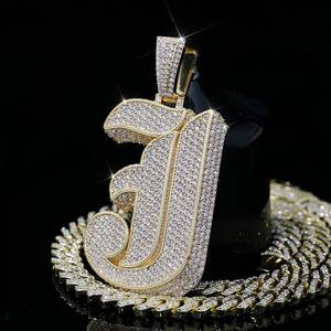 Joyería Fina Personalizada, Plata 925, Estilo Hip Hop, Letra con Incrustaciones de Diamantes, Colgante con Nombre o Inicial Personalizada, Moissanita - Product Image 5
