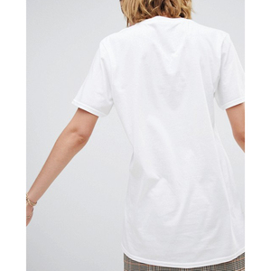 เสื้อยืดคอกลมผ้าฝ้ายสีขาวสำหรับผู้หญิง ทรงปกติ สวมใส่สบาย สีพื้น แขนสั้น - Product Image 2