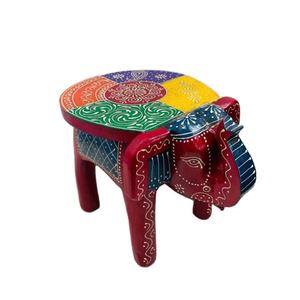 SwamiG TradeX Tabouret décoratif en bois en forme d'éléphant, design Art Déco artisanal, peint à la main, décoration écologique pour la maison - Product Image 1